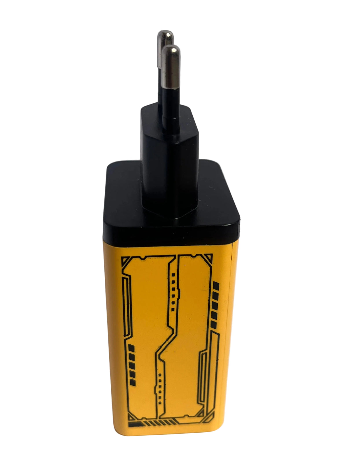 4-Port Fast Charger | 2 USB-C + 2 USB-A | Yellow & Black