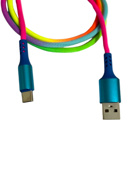 Rainbow Braided Charging Cable | USB-A to Micro USB | Fast Charge & Data Sync